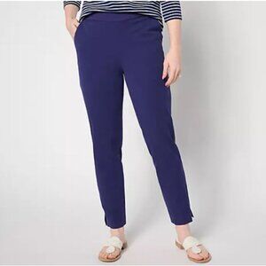 Isaac Mizrahi Live! Petite 24/7 Stretch Icon Ankle Pants Cadet Navy Petite 10
